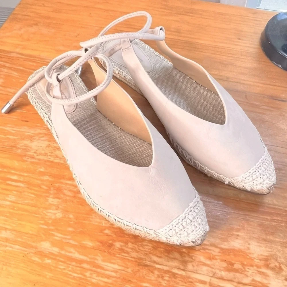 Schutz Liba Ankle-Tie Leather Espadrille Flats